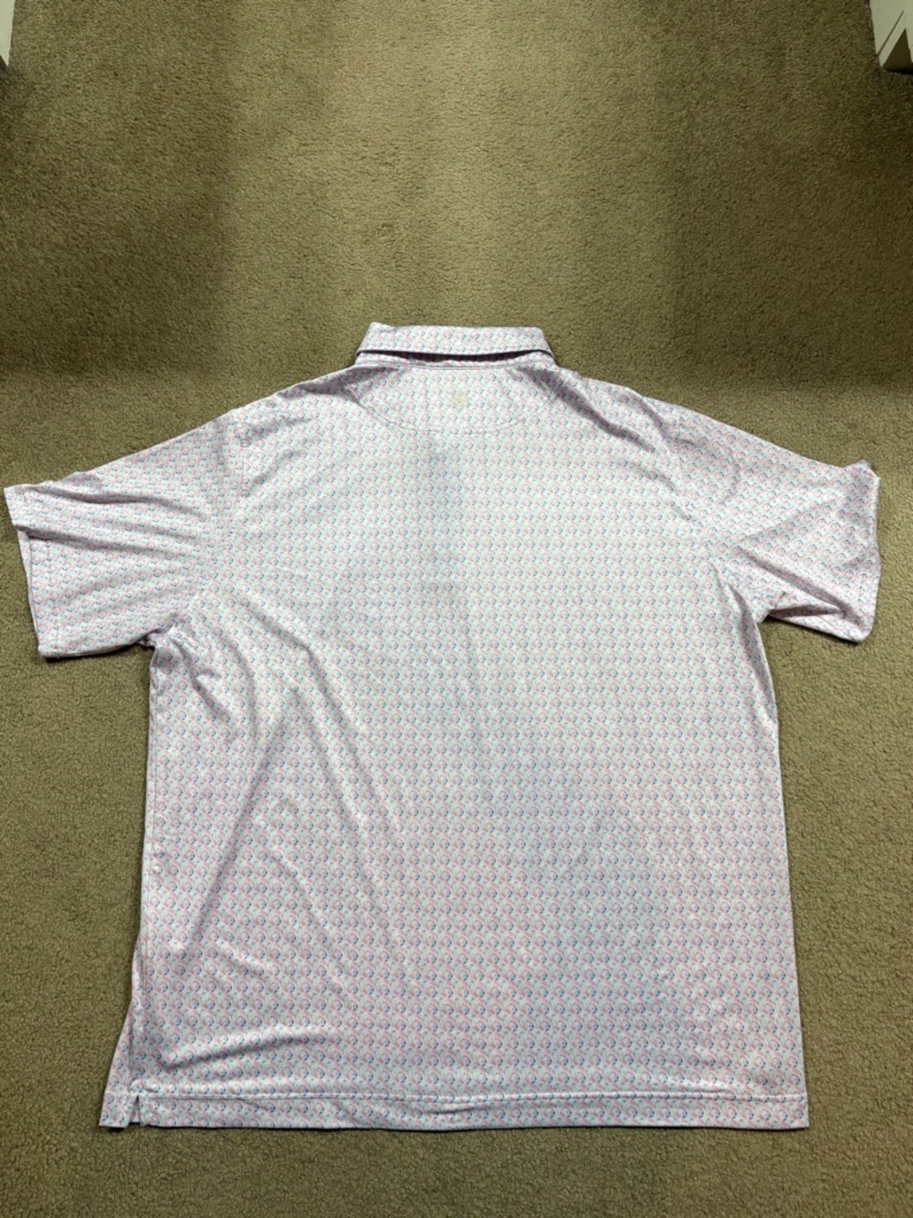 Men's Light Pink Micro-Pattern Performance Polo - Picture 6 of 7
